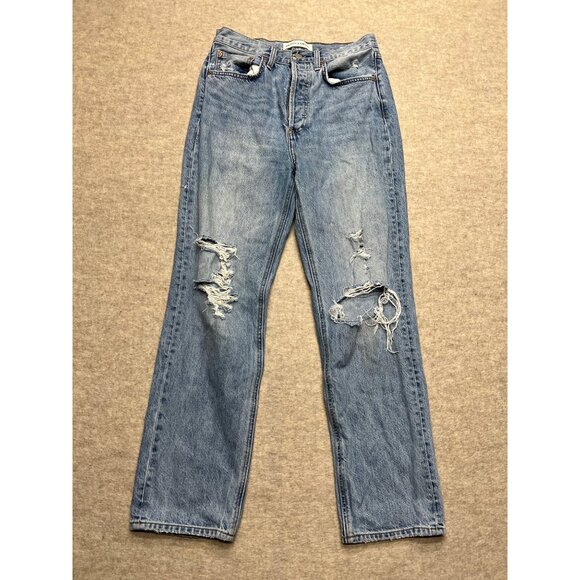 Denim Forum The Joni High Rise Loose Distressed Denim Jeans Size 26 W 29 L - Picture 1 of 12